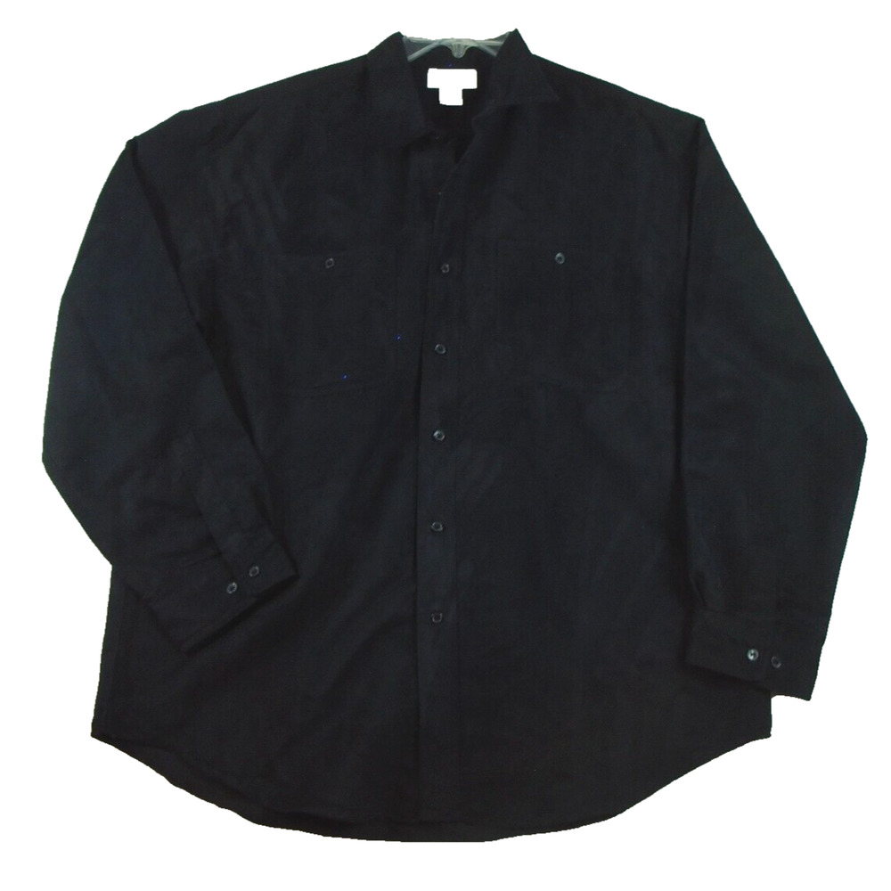 Knightsbridge Mens Black Long Sleeve Collared Button-Up Shirt Size Large Pockets